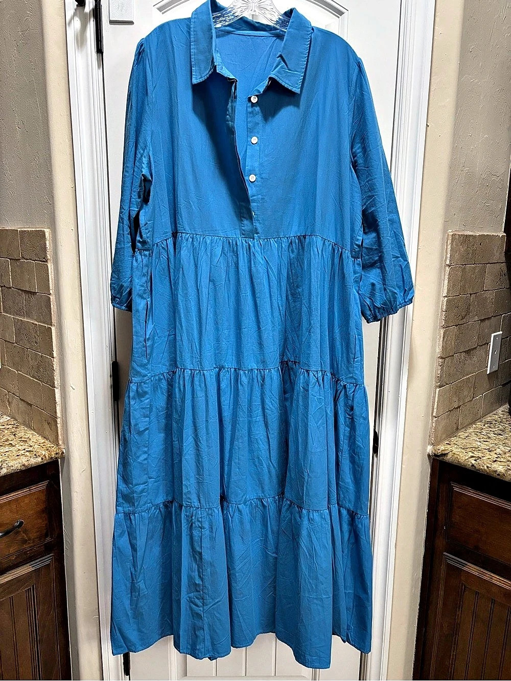 Blue Tiered Maxi Dress Size 2X Like New